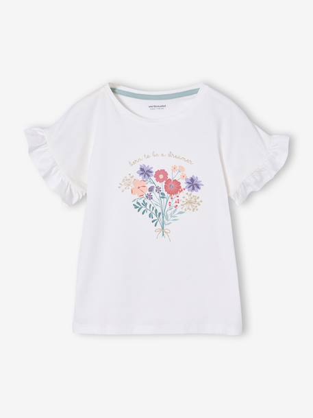 Pack of 2 girls' short-sleeved cotton pyjama shorts ecru 