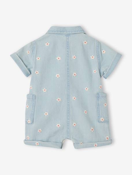 Girl's denim playsuit bleached denim 