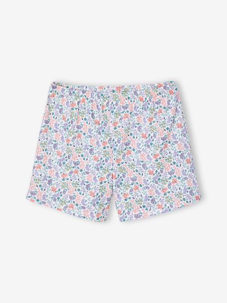 Pack of 2 girls' short-sleeved cotton pyjama shorts ecru 