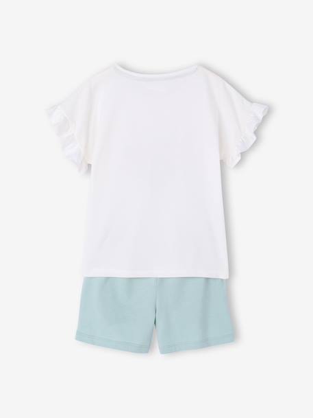 Pack of 2 girls' short-sleeved cotton pyjama shorts ecru 