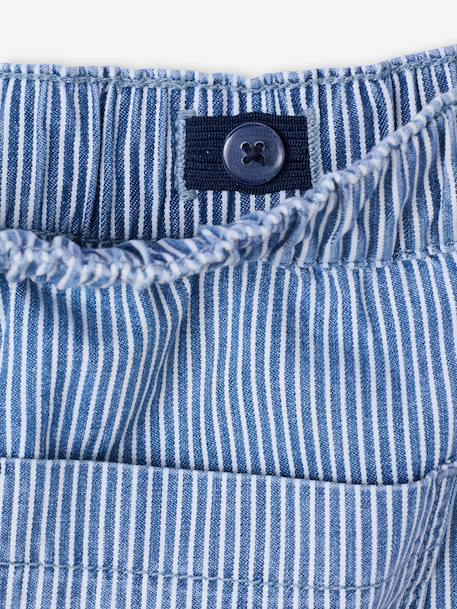 Boys' cotton battle denim trousers striped blue 