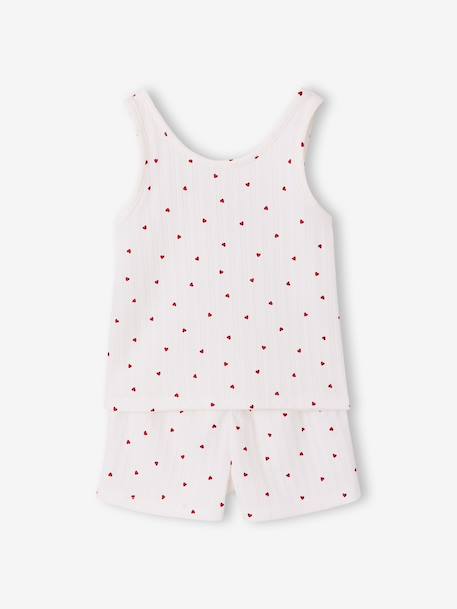 Girl's cotton pyjama short set with cami top ecru 
