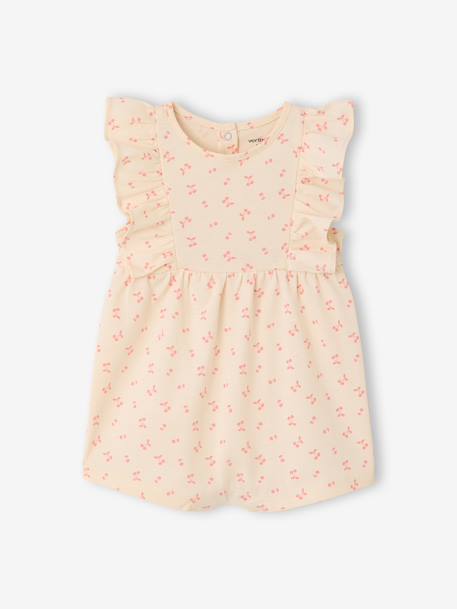 Frill-Sleeved Playsuit for Babies, Basics ecru+rose 