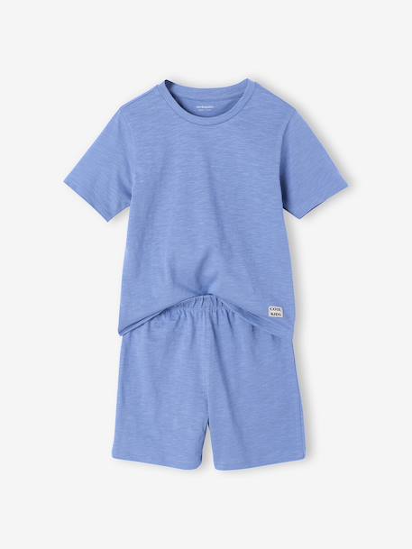 Pack of 2 plain short pyjamas chambray blue 
