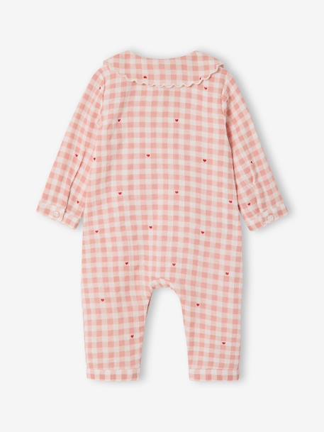Baby pyjamas with wide neck in organic cotton rosy 