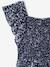 Smocked print dress navy blue 