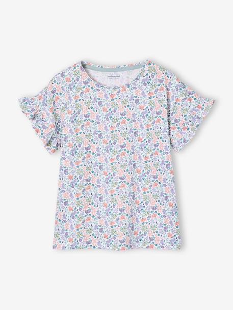 Pack of 2 girls' short-sleeved cotton pyjama shorts ecru 