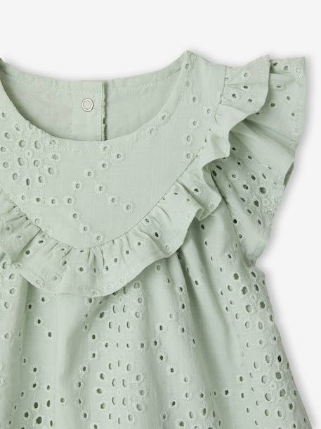 Baby Girls’ Broderie Anglaise Cotton Blouse aqua green 