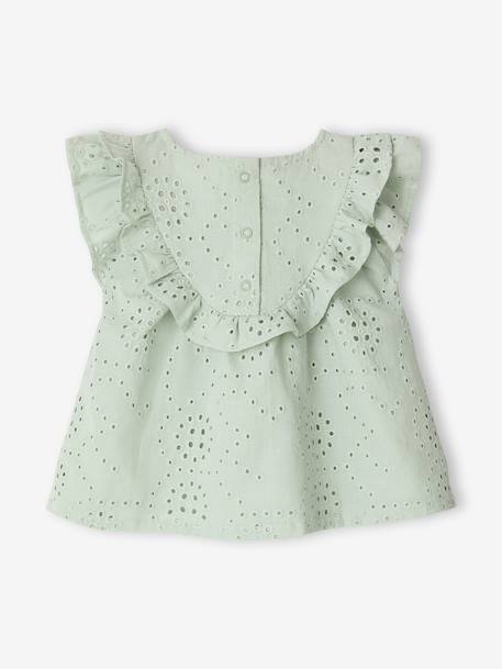 Baby Girls’ Broderie Anglaise Cotton Blouse aqua green 