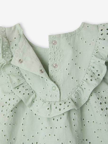 Baby Girls’ Broderie Anglaise Cotton Blouse aqua green 