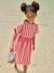 Seersucker Dress for Girls striped red 