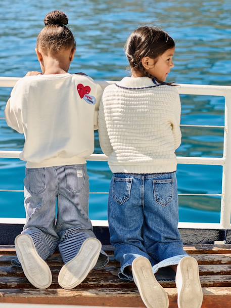 Fancy Knit Jumper for Girls ecru 