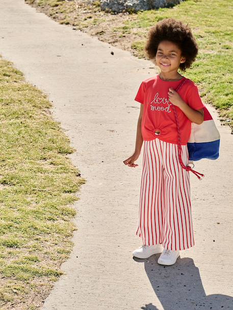 Wide striped knitted leggings striped blue+striped red 