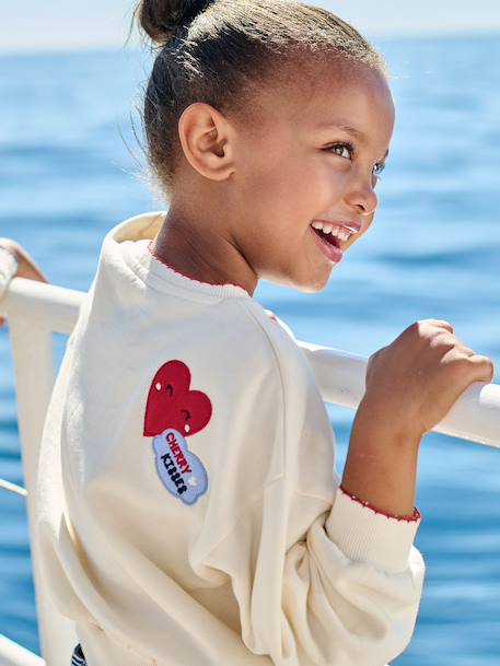 Sweatshirt with Iron-On Patches for Girls ecru 