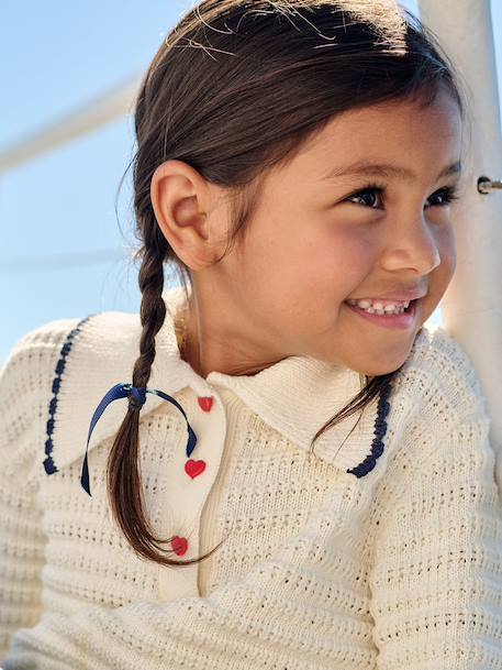 Fancy Knit Jumper for Girls ecru 