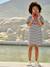 Girls' dress in lightweight fleece green+marl grey+sage green+striped blue 