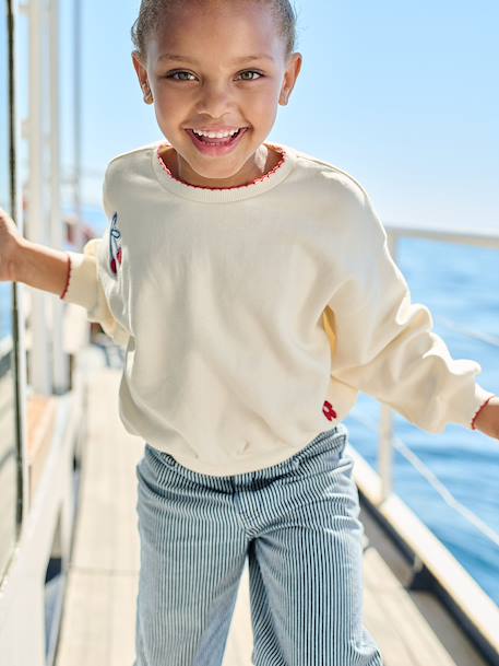 Sweatshirt with Iron-On Patches for Girls ecru 