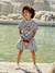 Girls' dress in lightweight fleece green+marl grey+sage green+striped blue 