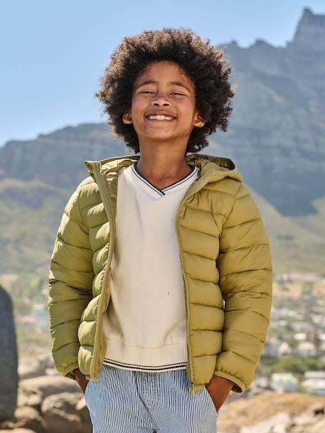 Light Padded Jacket with Hood for Boys black+bordeaux red+emerald green+grey blue+hazel+medium blue+navy blue+olive+pecan nut+red 