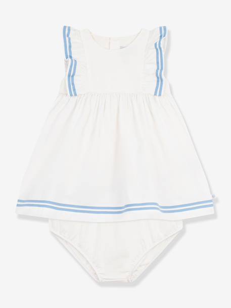 Cotton baby girl's dress and bloomer white 