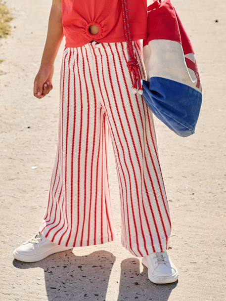 Wide striped knitted leggings striped blue+striped red 
