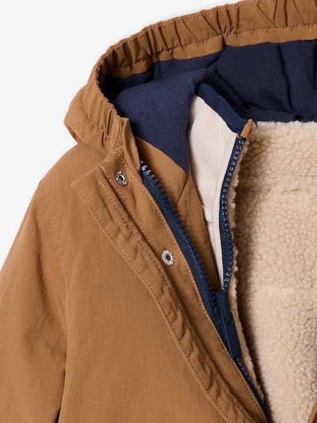 Boys' 3-in-1 parka with sherpa lining pecan nut 