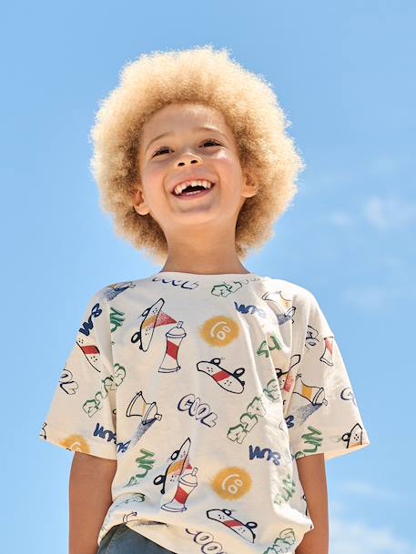 Short-Sleeved T-Shirt for Boys anthracite+ecru+white 