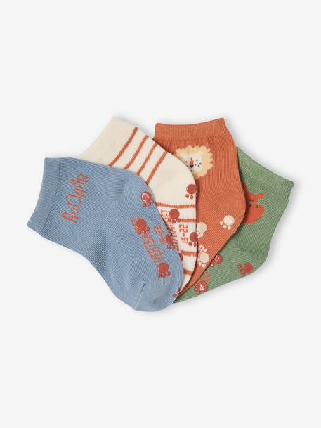 Pack of 4 pairs of baby boys' socks crystal blue 