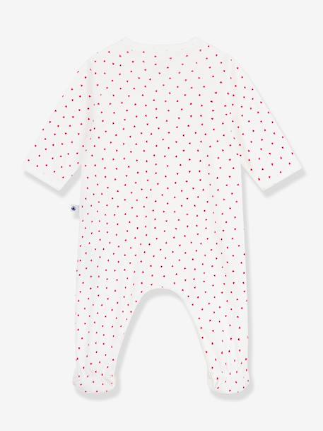Baby cotton pyjamas with little hearts PETIT BATEAU white 