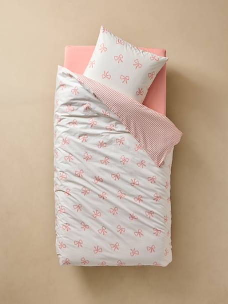 Duvet cover and pillowcase SET with recycled cotton printed pink 