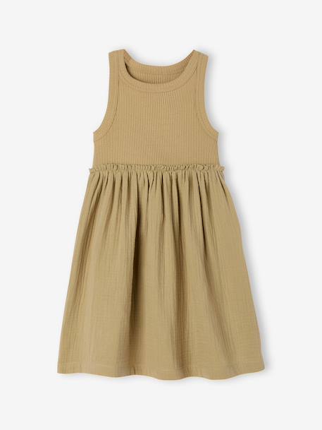 Girl's sleeveless dress khaki 