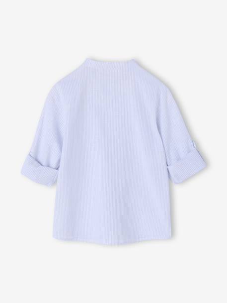 Striped Mao collar shirt for boys striped blue+striped green 