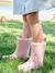 Wellies in Printed Natural Rubber for Children printed beige+printed pink 
