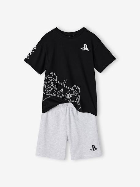 Boys' cotton pyjama shorts with PLAYSTATION logo black 
