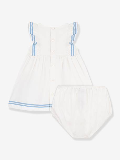 Cotton baby girl's dress and bloomer white 