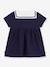 Girl's dress with sailor collar and short sleeves navy blue 