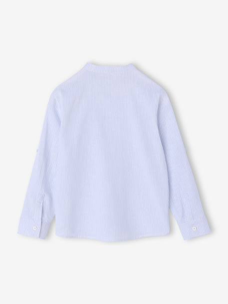 Striped Mao collar shirt for boys striped blue+striped green 