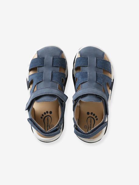 Boys' leather buckle sandals set blue 
