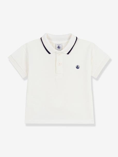 Baby short-sleeved cotton polo shirt white 