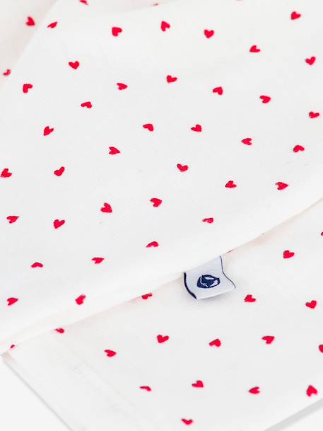 Baby cotton pyjamas with little hearts PETIT BATEAU white 