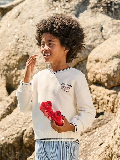 Boy's V-neck sweatshirt ecru 