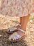 Hook-&-Loop Leather Sandals for Children, Designed for Autonomy ecru+gold 