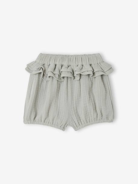 Set of 3 pieces for baby girls in cotton sage green 