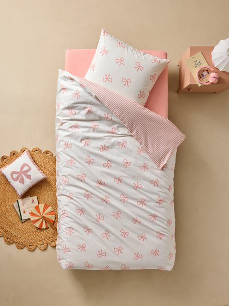 Duvet cover and pillowcase SET with recycled cotton printed pink 