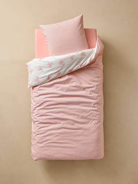 Duvet cover and pillowcase SET with recycled cotton printed pink 