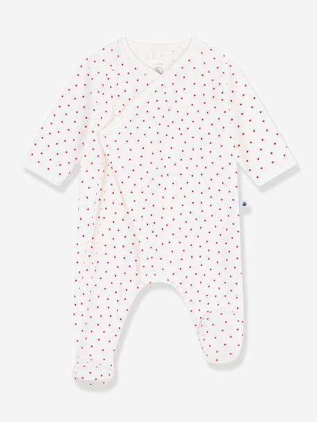 Baby cotton pyjamas with little hearts PETIT BATEAU white 