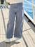 Girl's wide-leg striped trousers striped blue 
