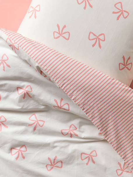 Duvet cover and pillowcase SET with recycled cotton printed pink 