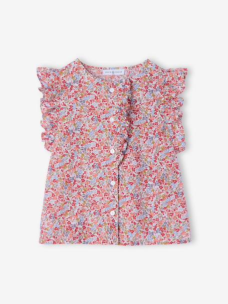 Girl's blouse with frill sleeves multicoloured 