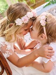 Girls-Nude & Golden Floral Crown Wreath for Girls